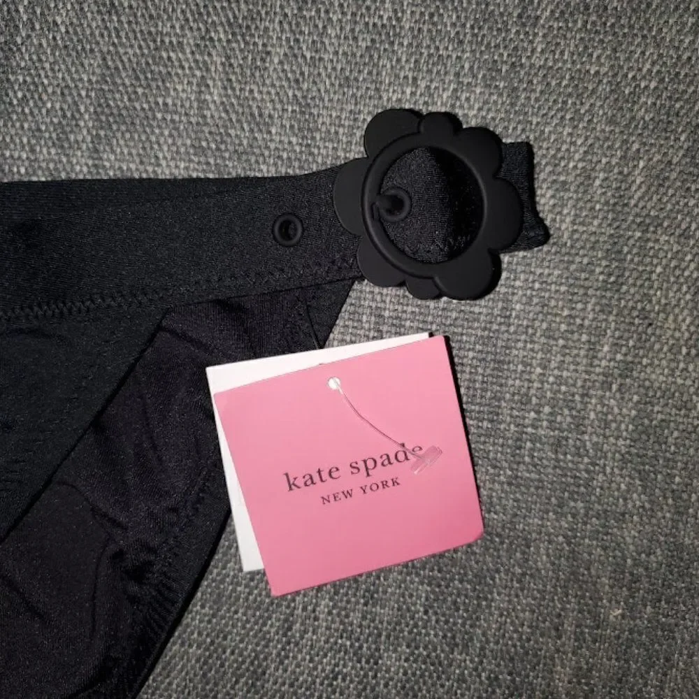 Kate Spade New York Women's Black Daisy Buckle Bikini Bottom Size XL